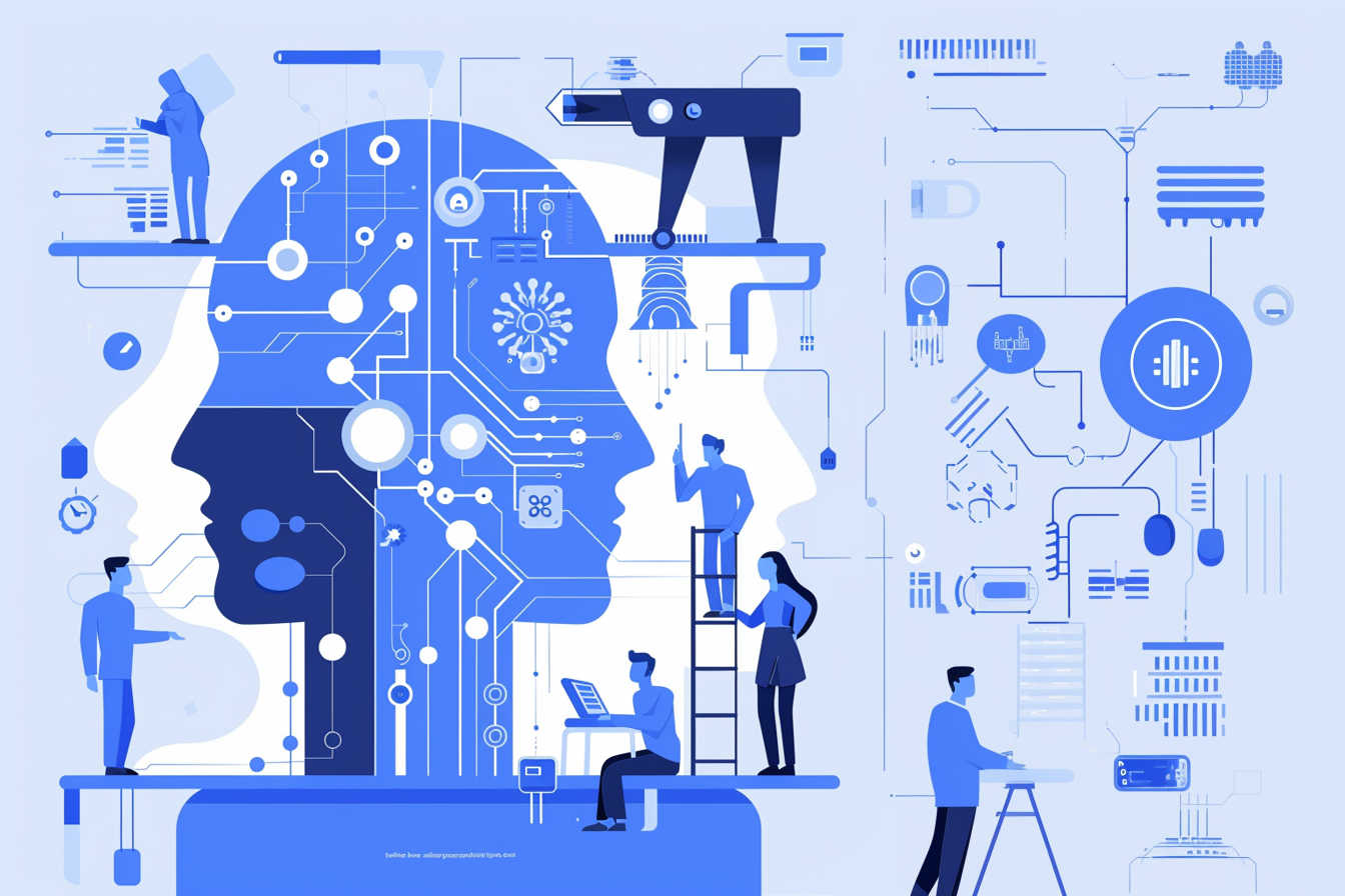 digitalce_a_flat_illustration_of_creating_an_AI_System._use_blu_282fa55e-4077-4ae4-b31b-95a4d057eb63