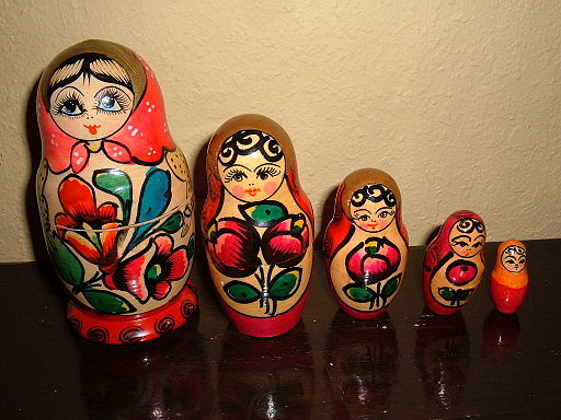 A set of floral themed matryoshkas