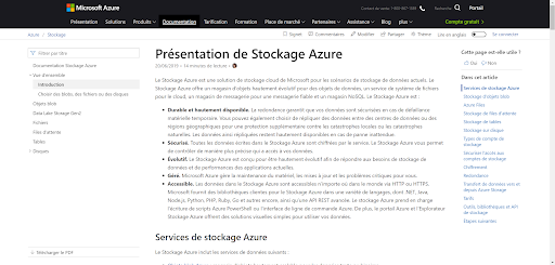 Figure 17 : Azure storage online documentation